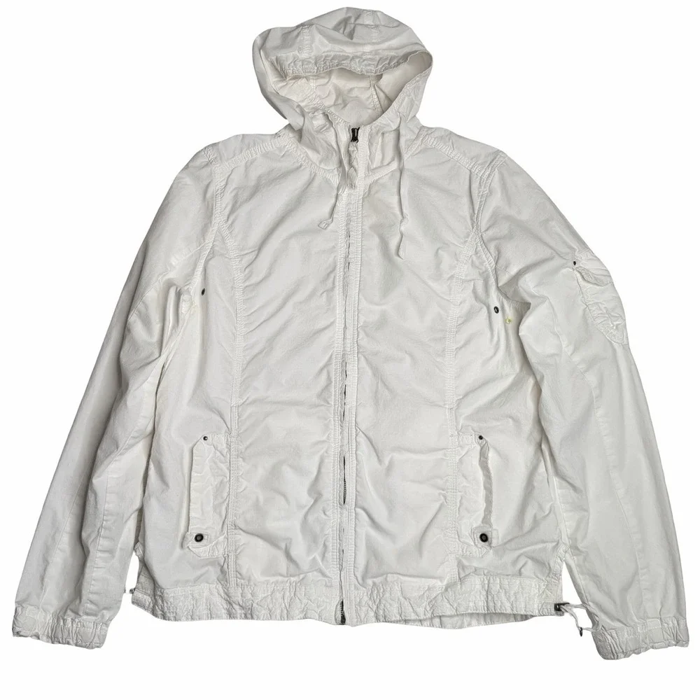 Eddie Bauer‎ Lightweight Hooded Utility Jacket Cotton Stretch White Men's L Tall